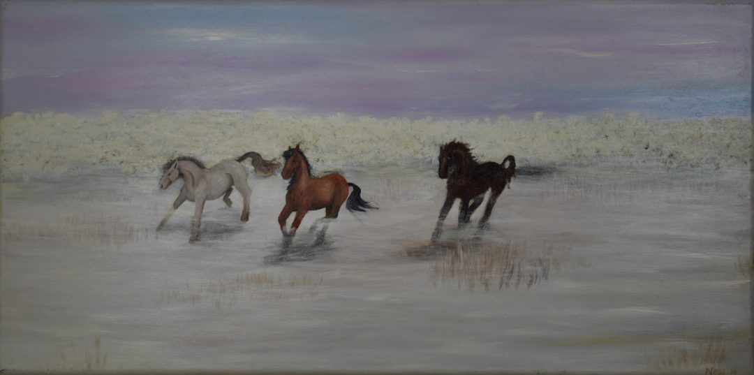 Horses in mist